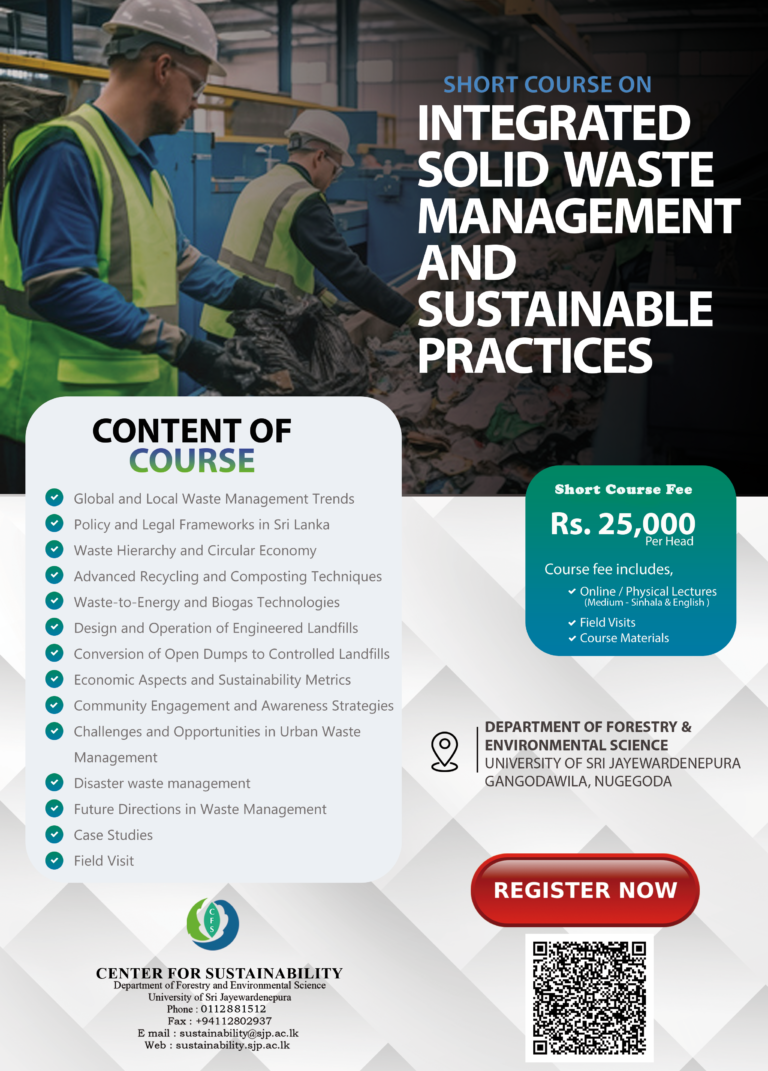 The Center for Sustainability (CFS) is set to launch a short course on Integrated Solid Waste Management and Sustainable Practices